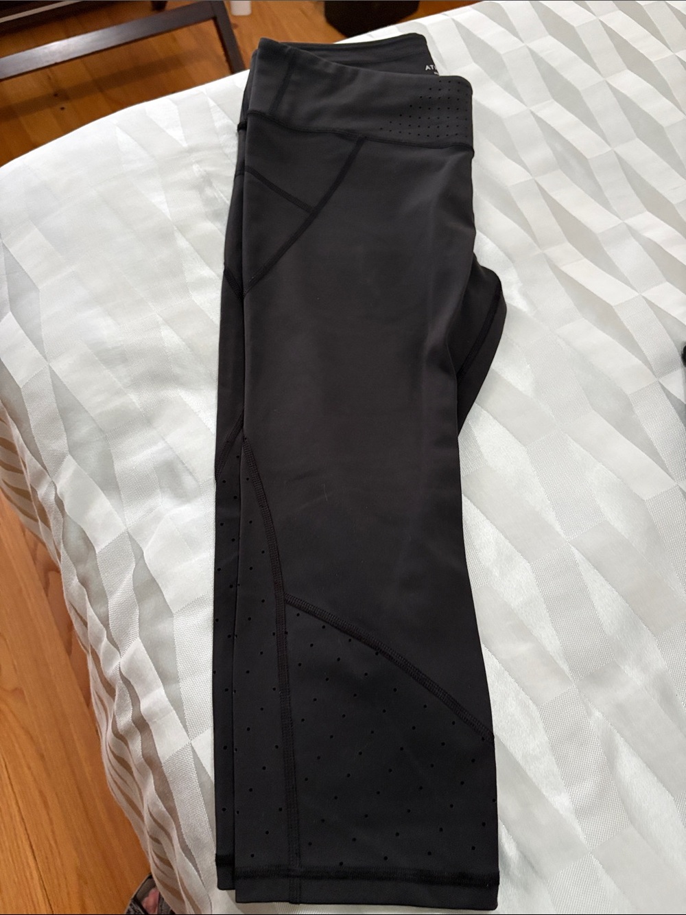 Athleta Black High-Waist Leggings with Perforated Waistband